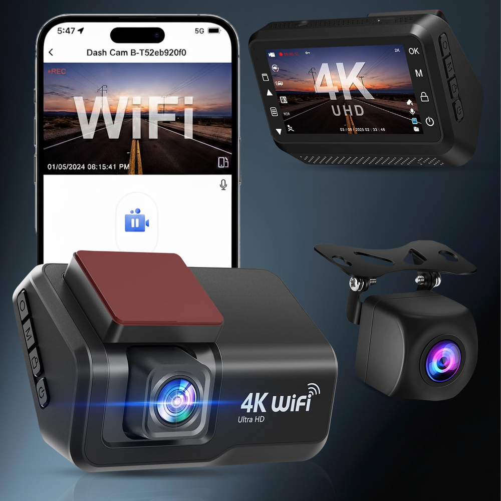 Drive Sight M3 Dual Dash Cam | 4K Dash Cam with Rear Camera, Night Vision & Parking Monitor