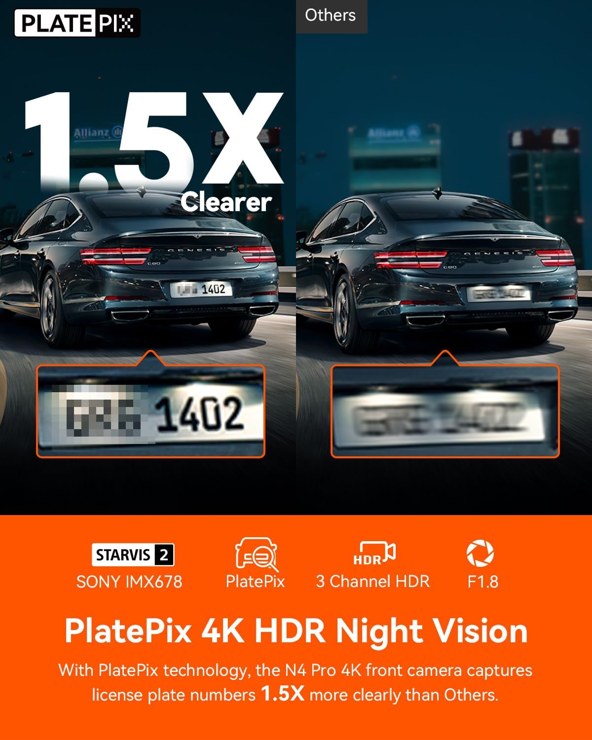 N4 Pro 4K 3 Channel Dash Cam
