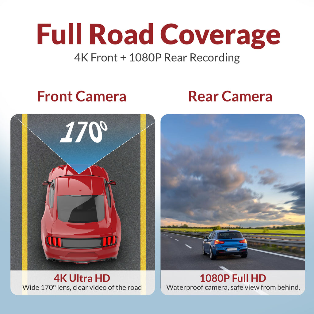 Drive Sight M3 4K + 1080P Dual Dash Cam with G-Sensor & Night Vision